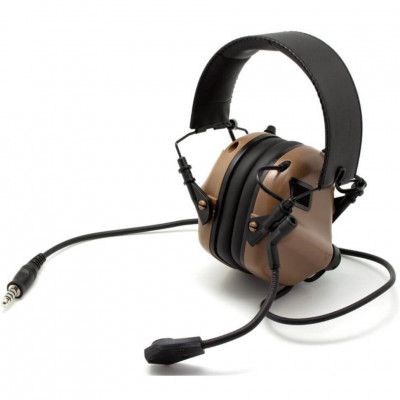 Наушники активные Earmor Military Edition ME5 с микрофоном и разъемом для тангенты 22-82 ДБ Койот