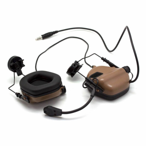 Наушники активные Earmor Military Edition ME6 с микрофоном на шлем-каску 22-82 ДБ Койот