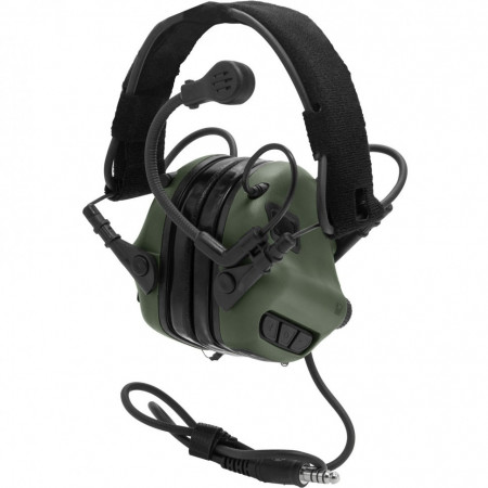 Наушники активные Earmor Military Edition ME7 c микрофоном и разъемом для тангенты 22-82 ДБ Зелёный