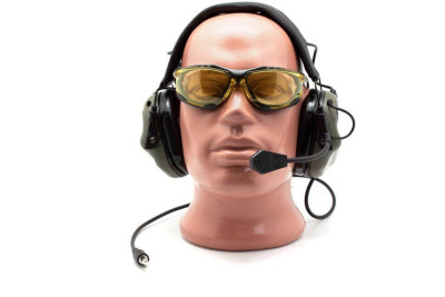 Наушники активные стрелковые Earmor Military Edition ME5 с микрофоном и разъемом для тангенты и креплением ARC на шлем 22-82 ДБ Хаки